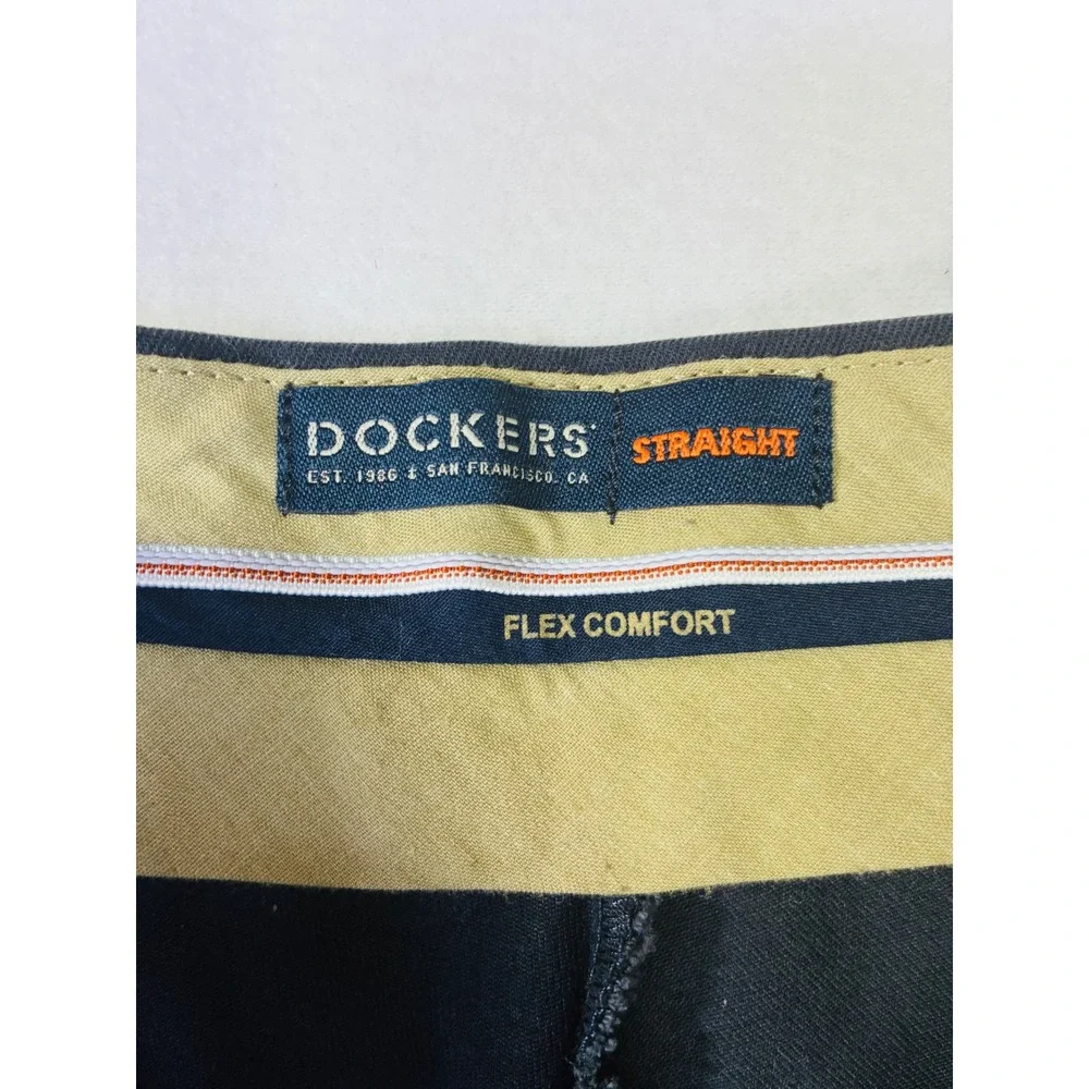 Dockers Mens Flex Straight Fit Chino Pants Navy Blue Cotton Blend Twill 34x32